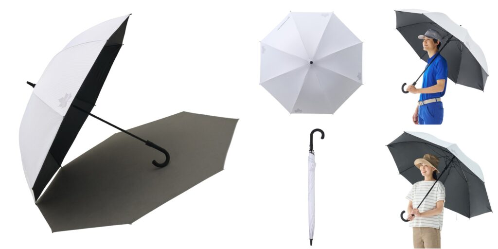 日射し＆熱を超強力ブロック！テントで人気の機能が大型日傘に！「ソーラーブロック日傘（晴雨兼用）」新発売！