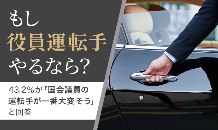 【もし役員運転手やるなら？】43.2％が「国会議員の運転手が一番大変そう」と回答