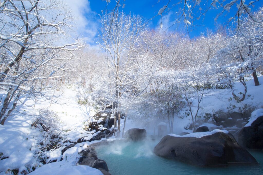 【星野リゾート　奥入瀬渓流ホテル】純白の雪景色が広がる、秘境温泉を独り占め！「冬の絶景雪見露天」新登場 | 期間：2025年1月1日～2月26日