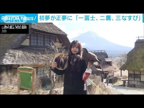 そろった！「一富士、二鷹、三なすび」と記念撮影　初夢が正夢に(2025年1月3日)