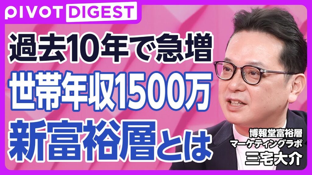 【DIGEST】資産富裕層は149万世帯、所得富裕層は208万世帯／タイパ意識・健康志向／上場企業社員、プロワーカー、外資、起業家が多数