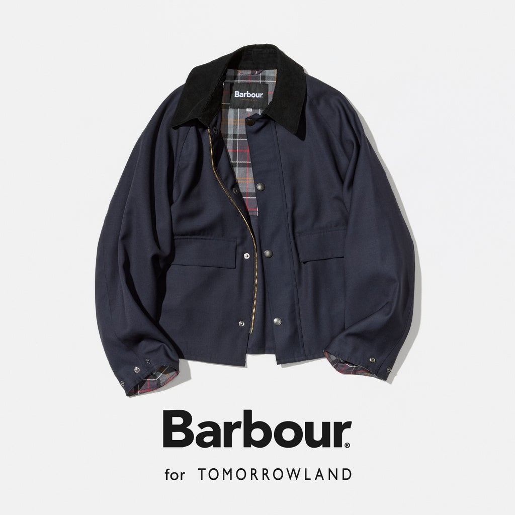 1月23日（木）より下記トゥモローランド店舗にて、〈Barbour〉の『SPEY』に〈DORMEUIL〉社の生地を載せた別注ブルゾン〈Barbour for TOMORROWLAND〉の先行予約を開始