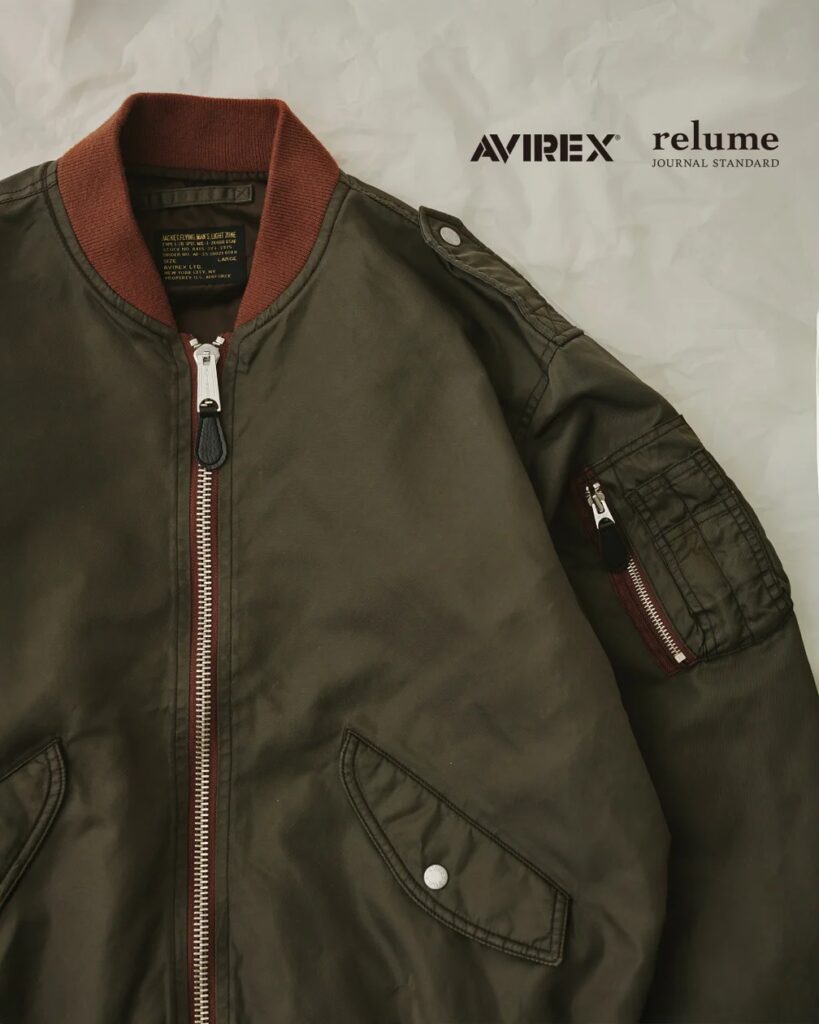 AVIREX × JOURNAL STANDARD relume初期型L-2Bを再解釈した別注モデルに、新色ブラウンが登場。