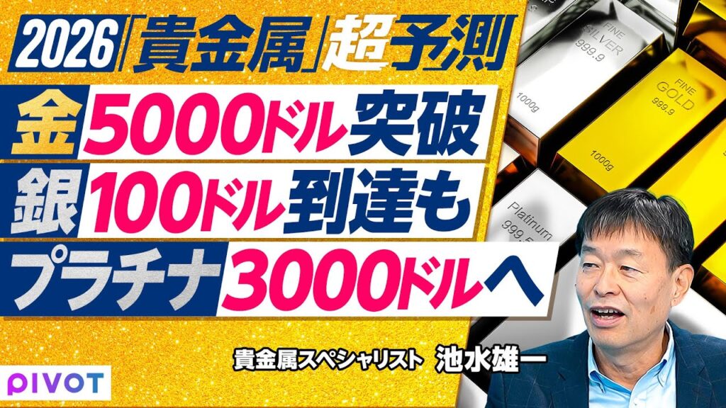 【2026年超予測：金・銀・プラチナ】買いが買いを生む／ゴールド買い４つの背景／ゴールドは5000ドルへ／シルバーは100ドル到達も／プラチナは3000ドルを目指す／パラジウムの特徴／上昇率ランキング