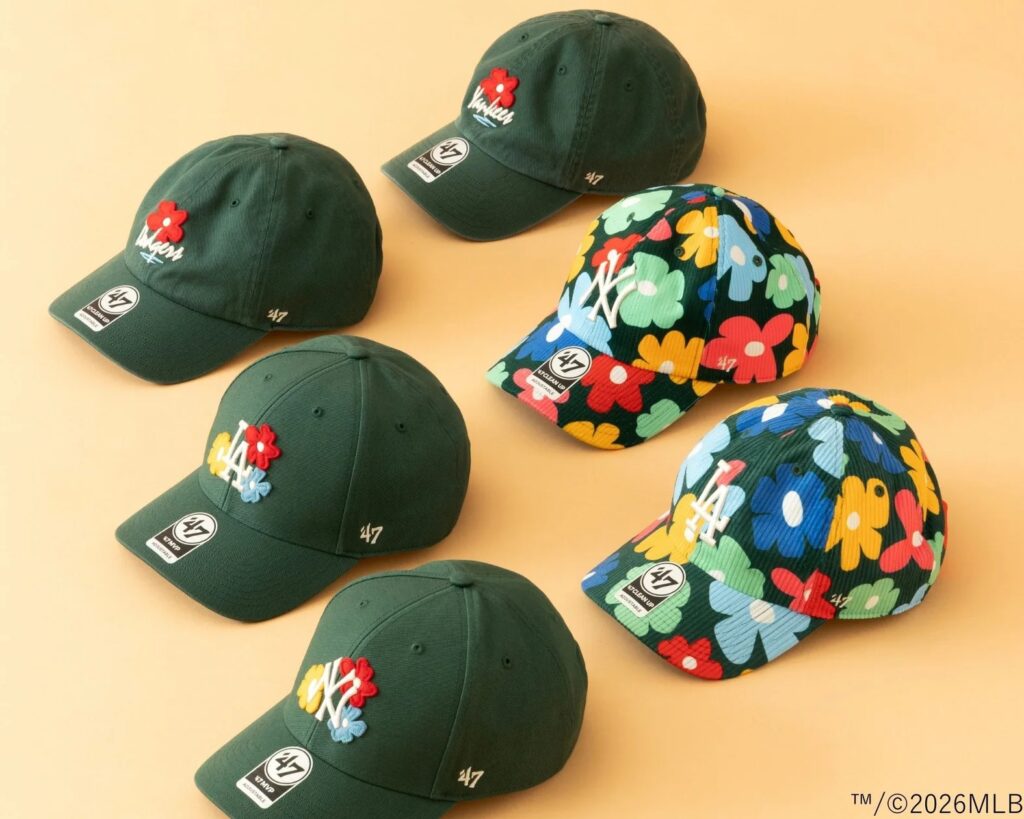 【’47（フォーティーセブン）】定番シルエットである「CLEAN UP（クリーンナップ）」と「MVP（エムブイピー）」に、フラワーモチーフが映える新作が登場