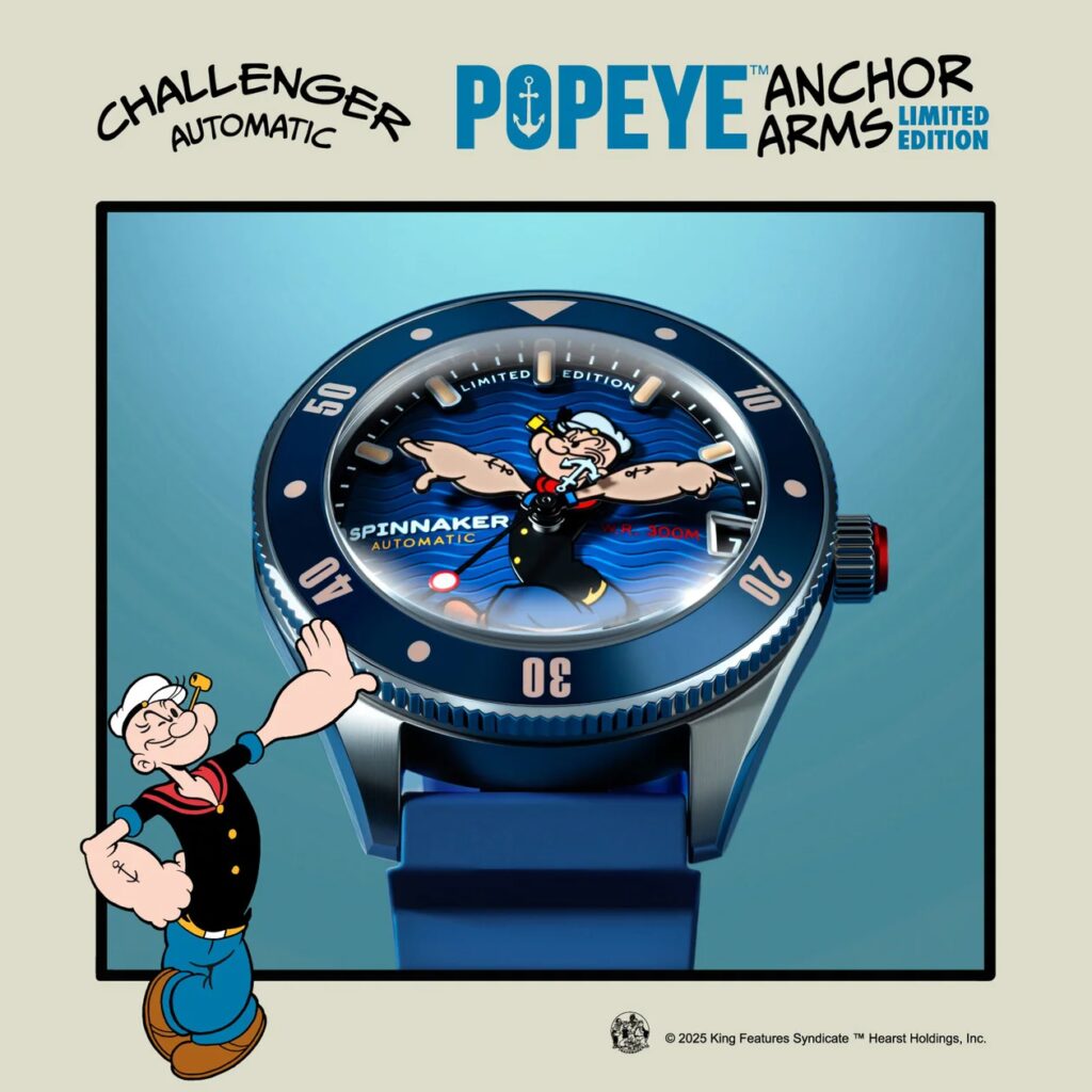 話題になったポパイの”剛腕時計”がスーパードームのバブルレンズ時計に！『SPINNAKER（スピニカー）』から『チャレンジャー オートマティック ポパイ アンカーアームズ リミテッドエディション』発売