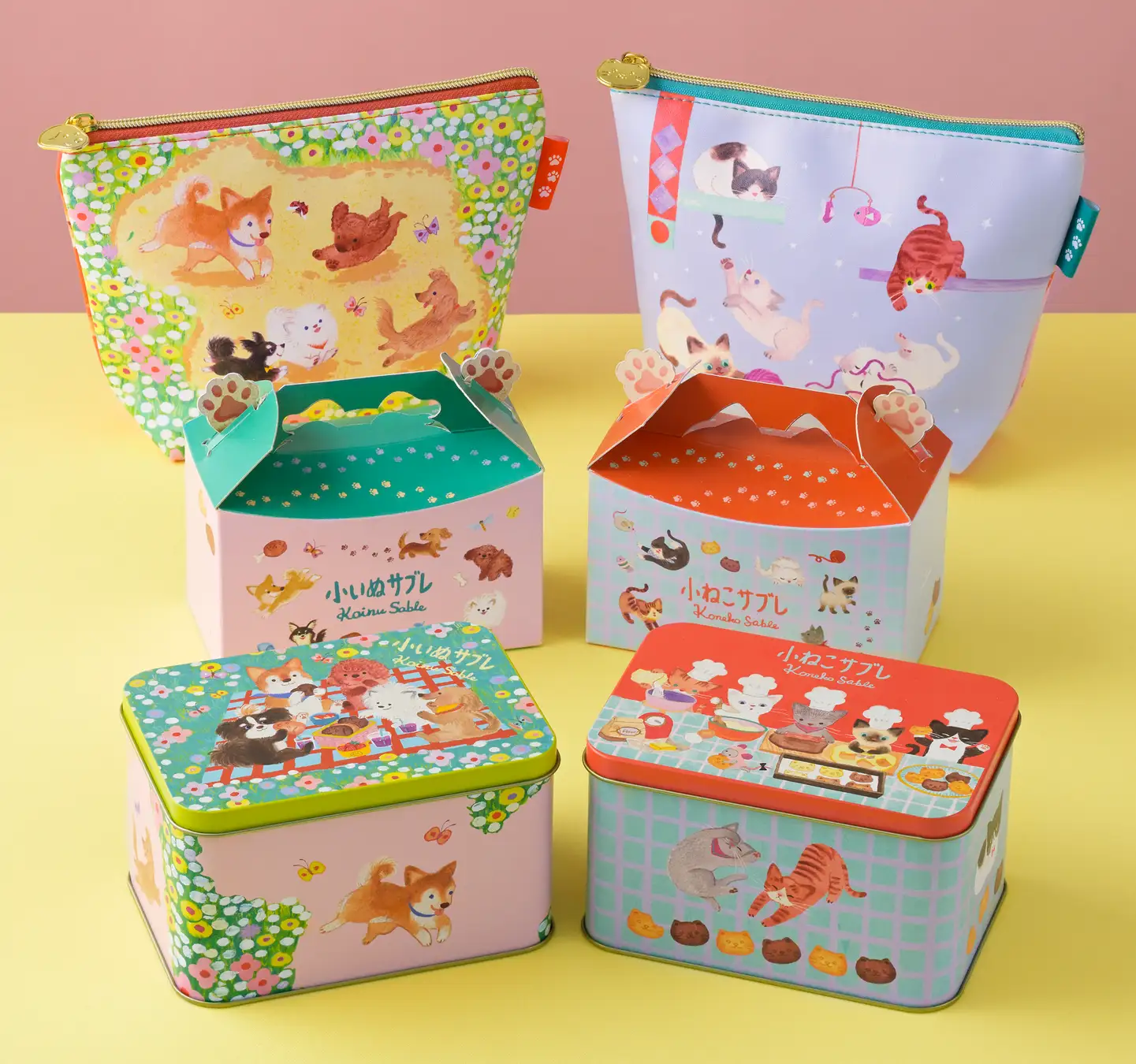 【銀座コージーコーナー】かわいらしさ、“ニャン”バー“ワン”♪「小犬」と「小ねこ」の焼菓子シリーズが缶・ポーチ・BOXの3種で登場！